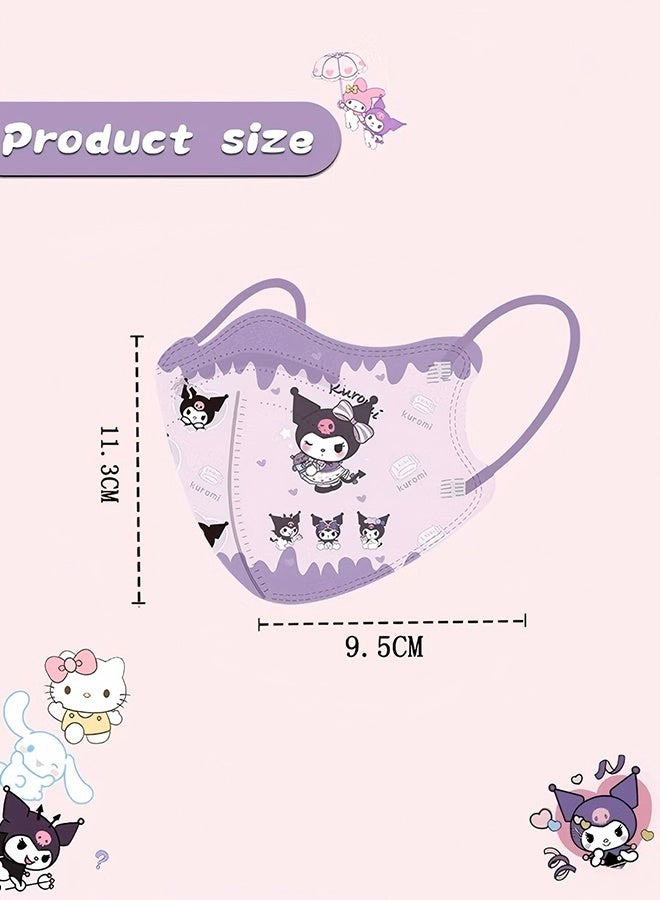 دبليو أف أف أو عبوة 30 قناع وجه للأطفال قابل للتصرف للأعمار من 5 إلى 12 سنة، قناع وجه آمن بثلاث طبقات للأطفال للاستخدام اليومي، مشابك أنف معدنية بالكامل - 3 أشكال - Image 2